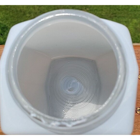 Vintage Milk Glass/Clear Bathroom Fixture Light Shade Globe Star Ribbed - Picture 10 of 11